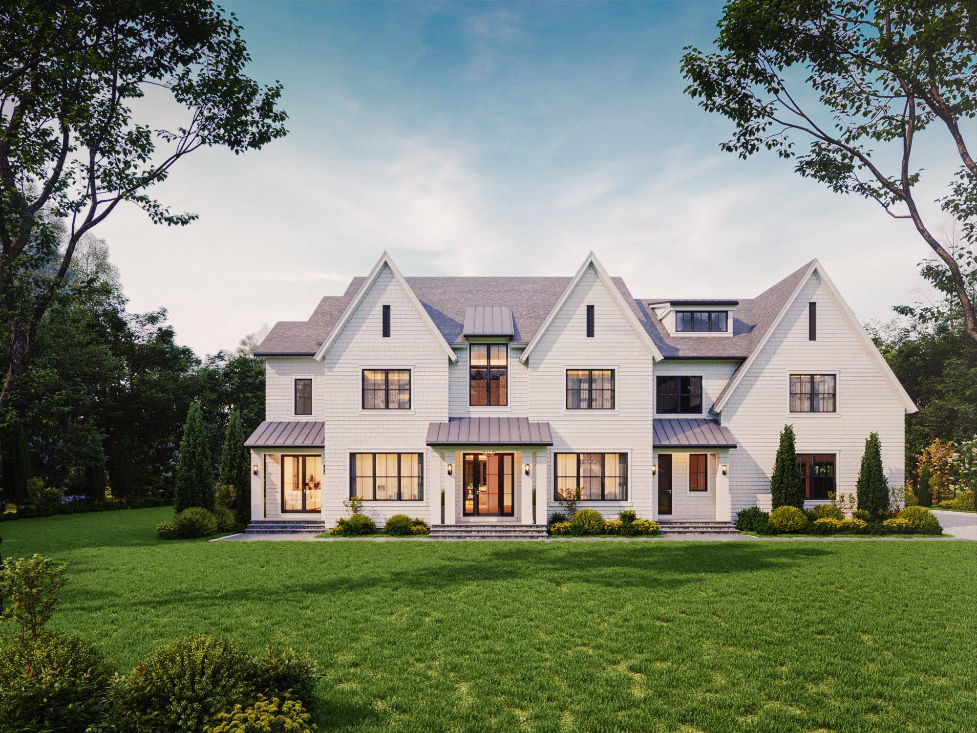 Exterior 3D Architectural Rendering (New Canaan, Fairfield County, Connecticut)